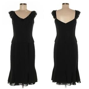 Daymor Couture Black Mother Of The Bride  Ruffle Accent Dress Sz 6